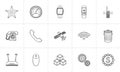 Communication and gadgets hand drawn outline doodle icon set. Royalty Free Stock Photo