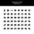 Communication glyph style icon set