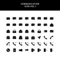 Communication glyph style icon set