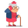 Communication granny with smartphone talking old lady character cartoon flat design vector illustration Royalty Free Stock Photo