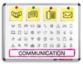 Communication hand drawing line icons. Royalty Free Stock Photo