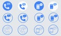 Communication icon set with blue line color