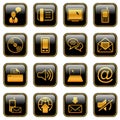 Communication icon set - golden series Royalty Free Stock Photo