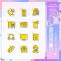Communication icon set with lineal style for technology. Contact us icon bundle can use for website, app, UI, infographic, print