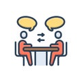 Color illustration icon for Communication, talking and argue