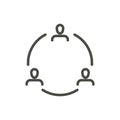 Communication icon vector. Outline communicate people, line conversation symbol.