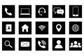 Communication icons on black background. Communication icons for web design. Stock image. Royalty Free Stock Photo