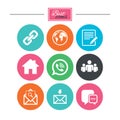 Communication icons. Contact, mail signs. Royalty Free Stock Photo