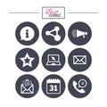 Communication icons. Contact, mail signs. Royalty Free Stock Photo