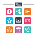 Communication icons. Contact, mail signs. Royalty Free Stock Photo