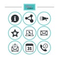 Communication icons. Contact, mail signs. Royalty Free Stock Photo