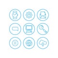 Communication icons set. Communication basic UI elements set. cloud, clock, gear, mail, picture, web, internet, footnote, search, Royalty Free Stock Photo