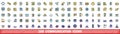 100 communication icons set, color line style Royalty Free Stock Photo