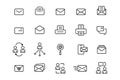 Communication icons set. Outline conversation pack. Mail, printer and chat symbol. Outline style. Vector