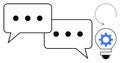 Communication and Innovation Concept with Speech Bubbles and Light Bulb Icon Royalty Free Stock Photo