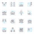 Communication and interaction linear icons set. Dialogue, Connect, Conversate, Converse, Listen, Feedback, Expression Royalty Free Stock Photo