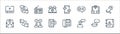 communication line icons. linear set. quality vector line set such as contact, user, chat, open, modem, radio, smartphone, chat