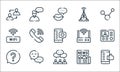 communication line icons. linear set. quality vector line set such as like, team, ask, newspaper, chat box, wifi, modem, antenna,