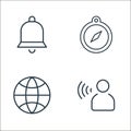 communication line icons. linear set. quality vector line set such as speaking, global, compass