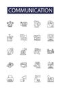 Communication line vector icons and signs. converse, convey, dialogue, discuss, express, exchange, forward, inform