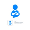 Communication logo Messenger icon. Modern chat app icon on white background. Conceptual symbol - helping, support