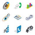 Communication mailed icons set, isometric style