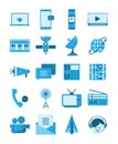 Communication media flat icon blue, telecoms technology concept