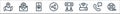 communication and media line icons. linear set. quality vector line set such as film reel, hours, wifi router, consultant, share,