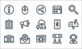 Communication and media line icons. linear set. quality vector line set such as news reporter, vhs, camera, consultant, email, Royalty Free Stock Photo