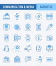 25 Communication And Media. Two Color icons Pack. vector illustration