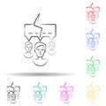 Communication, message hand drawn multi color set icon. Simple thin line, outline vector of business icons for ui and ux, website Royalty Free Stock Photo