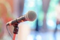 Communication microphone on stage against a background of auditorium Concert stage Royalty Free Stock Photo
