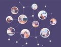Communication network. People working collaboration, international or worldwide job community. IT developers, programmers and Royalty Free Stock Photo