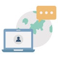Communication over internet Flat Vector icon which can easily modify or edit