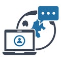 Communication over internet Glyph Isolated Vector icon which can easily modify or edit