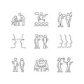 Communication process linear icons set