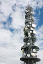 Communication repeater antenna tower placed on the mountain top Royalty Free Stock Photo