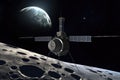 communication satellite orbiting above the lunar base