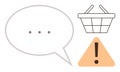 Communication, Shopping, and Alert Concept with Speech Bubble, Basket, and Warning Sign Royalty Free Stock Photo