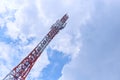 Communication signal tower with blue sky
