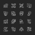 Communication skills chalk white icons set on black background Royalty Free Stock Photo