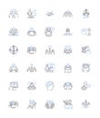 Communication skills line icons collection. Expressiveness, Articulation, Eloquence, Clarity, Precision, Fluency Royalty Free Stock Photo