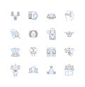Communication skills line icons collection. Listening, Speaking, Writing, Negotiating, Persuasion, Presentation