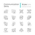 Communication skills linear icons set Royalty Free Stock Photo