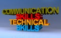 communication skills technical skills on blue Royalty Free Stock Photo