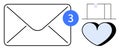 Email Notification Concept with Envelope, Heart Icon, and New Message Alert Royalty Free Stock Photo