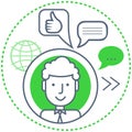 Account of social network, global connection user. Media profie for chatting and mailing app