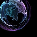 Communication in space satelitte. Connection lines Around Earth Globe. 3d illustration Royalty Free Stock Photo