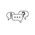 Communication symbol. Speech bubbles icons with ellipsis, question mark and exclamation mark