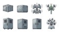 Communication Technology and Industrial Enclosures Vector Set Royalty Free Stock Photo